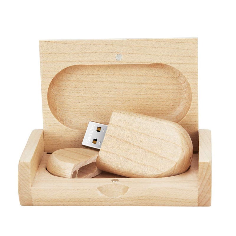 GARRULAX USB Flash Drive, Wooden 8GB / 16GB / 32GB USB2.0 USB Memory Stick Date Storage Pendrive Thumb Drive(32GB, Ellipse Maple) - Image 1